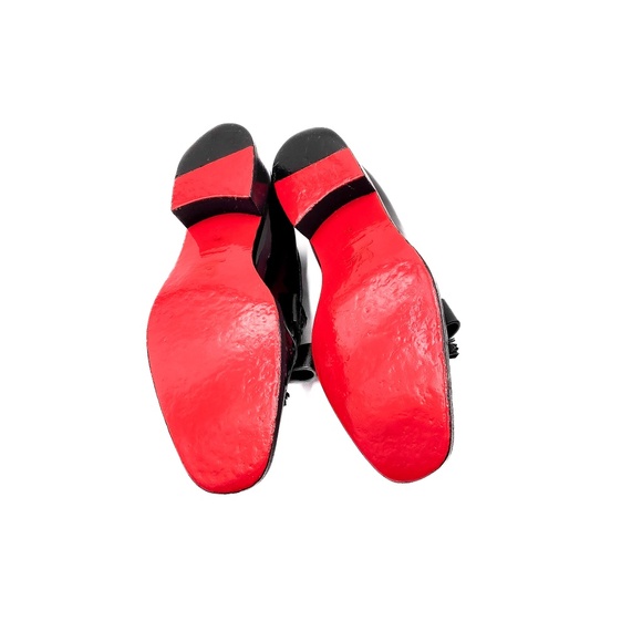 Christian Louboutin Black Patent Leather Calf Hair Bow Loafers Flats EU 38 - Picture 8 of 8